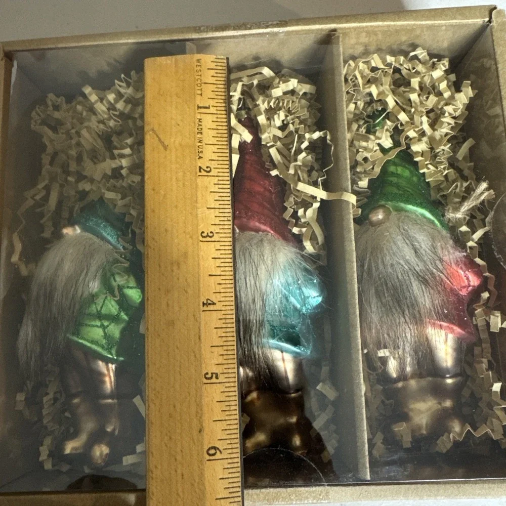 Pottery Barn Mercury Glass Gnome Ornaments Set of 3